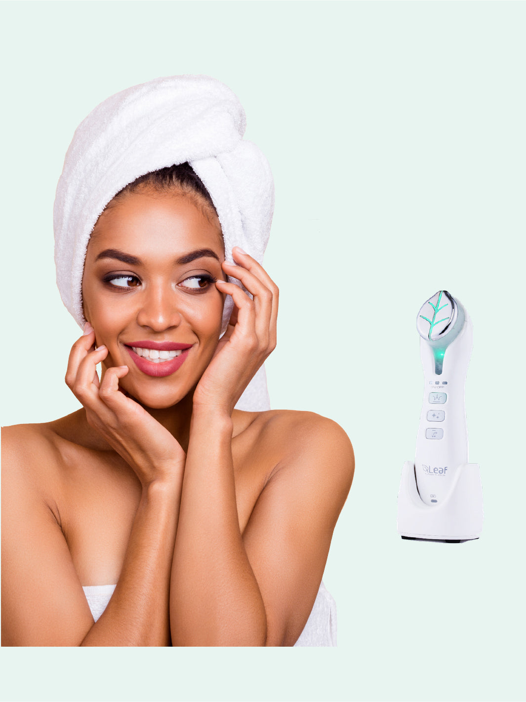 Girl with Leaf Fusion Plasma | Skin care device | Face Vital