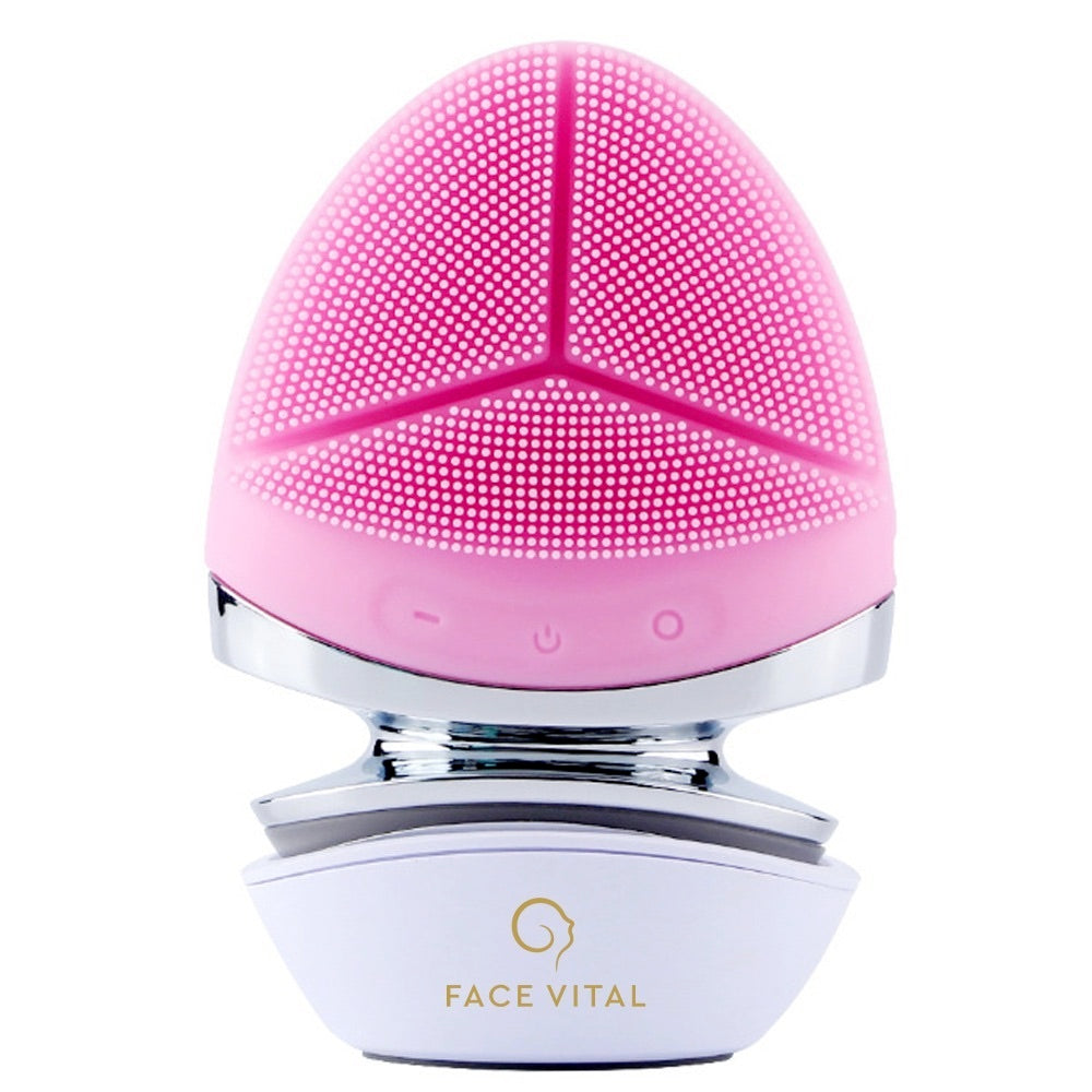 FACE VITAL EMS Cepillo facial de silicona de microcorriente con función de calor